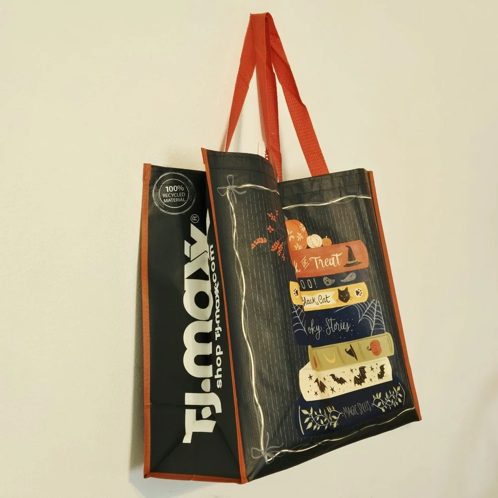 Halloween Books Book Stack Black Cat Spooky Stories Spells Gift Tote Bag TJMaxx